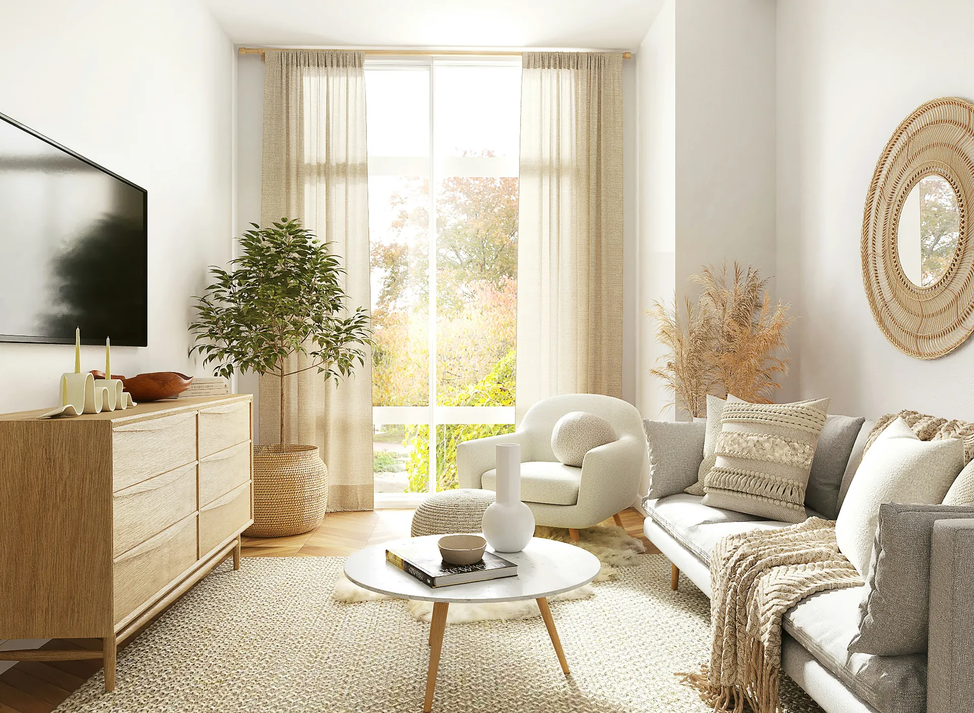 Bright modern living room addition